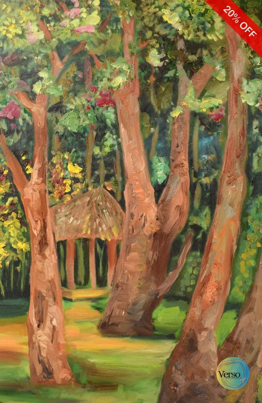 A Colourful Village Road 30 x 40 cm / Oil / Unframed, shipped in a roll