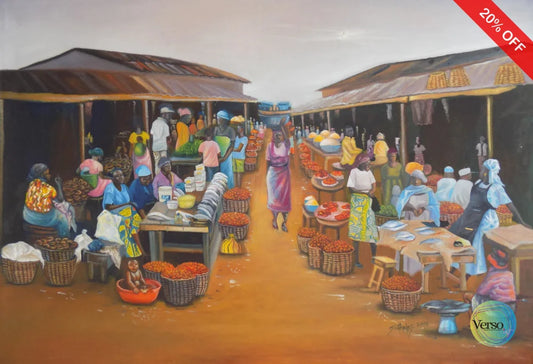Agboju market mile 2 47 x 32 cm / Oil / Unframed, shipped in a roll