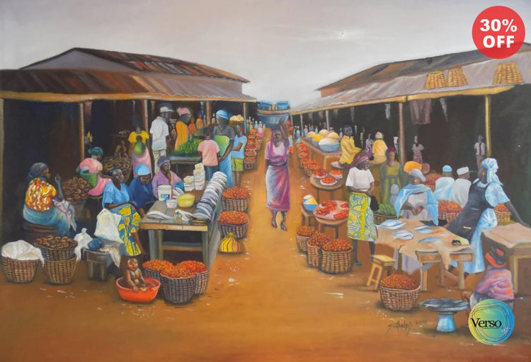 Agboju market mile 2 47 x 32 cm / Oil / Unframed, shipped in roll