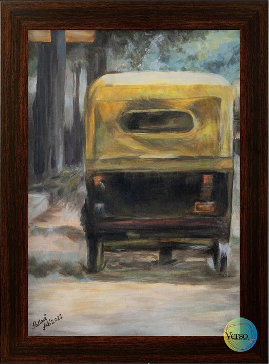 Autorickshaw transporter 24 x 16 cm / Oil / Unframed, shipped in a roll