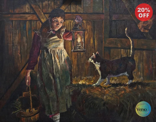 Barn cat 100 x 70 cm / Oil / Unframed, shipped in roll