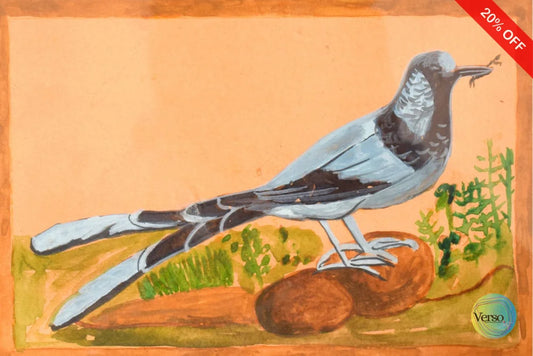 Bird in a garden 12 x 10 cm / Watercolor / Unframed, shipped in a roll