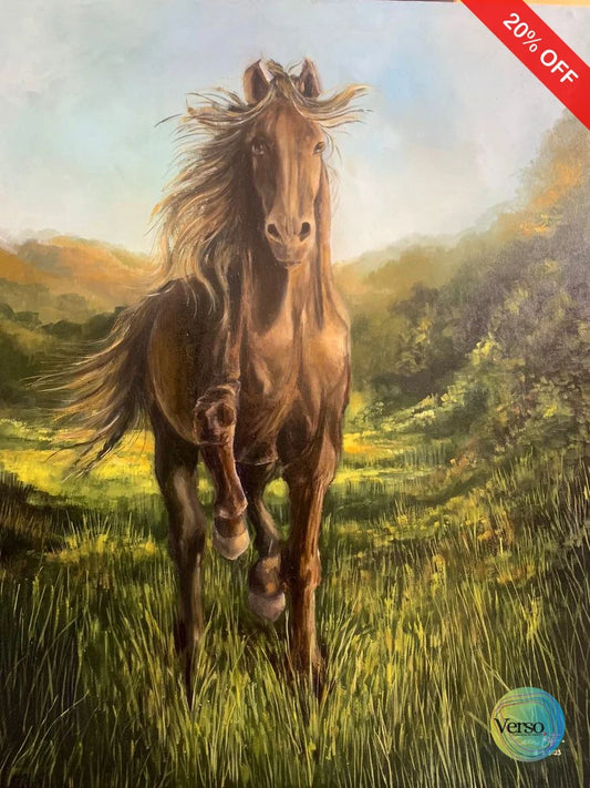 Breathtaking Bay Mustang 36 x 42 cm / Oil / Unframed, shipped in roll