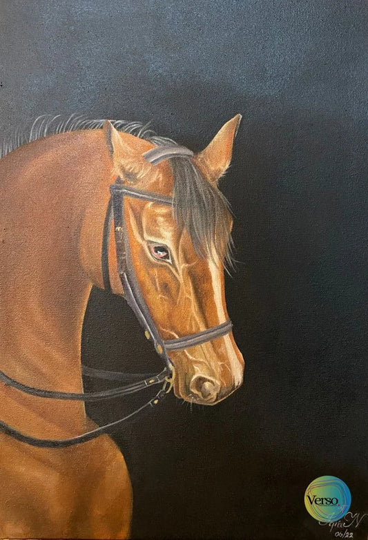 Brown Horse 12 x 18 cm / Oil / Unframed, shipped in roll