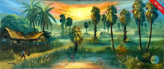 Cambodia Countryside 100 x 50 cm / Acrylic / Unframed, shipped in roll