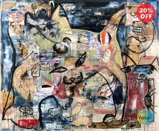 Cat Fight 145 x 120 cm / Mixed / Unframed, shipped in a roll