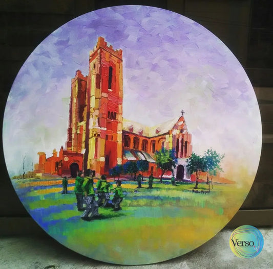 Cathedral School of Lahore 22 x 22 cm / Oil / Unframed, shipped in roll