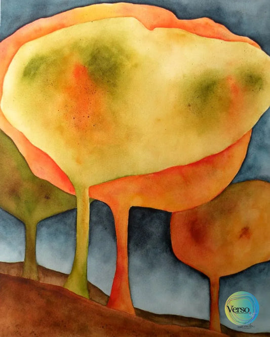 Colorful trees 47 x 61 cm / Watercolor / Unframed, shipped in roll