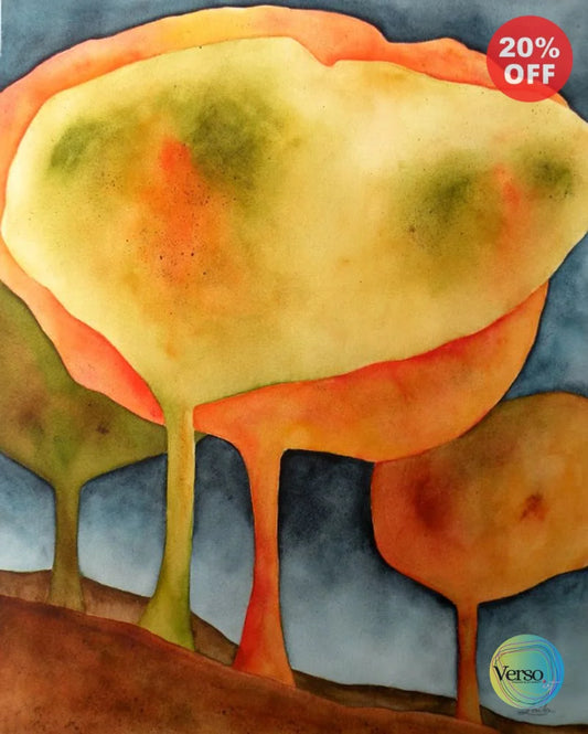Colorful trees 47 x 61 cm / Watercolor / Unframed, shipped in roll