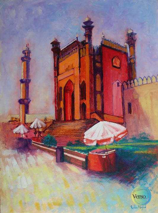 Entrance of Badshahi Masjid 18 x 24 cm / Oil / Unframed, shipped in roll
