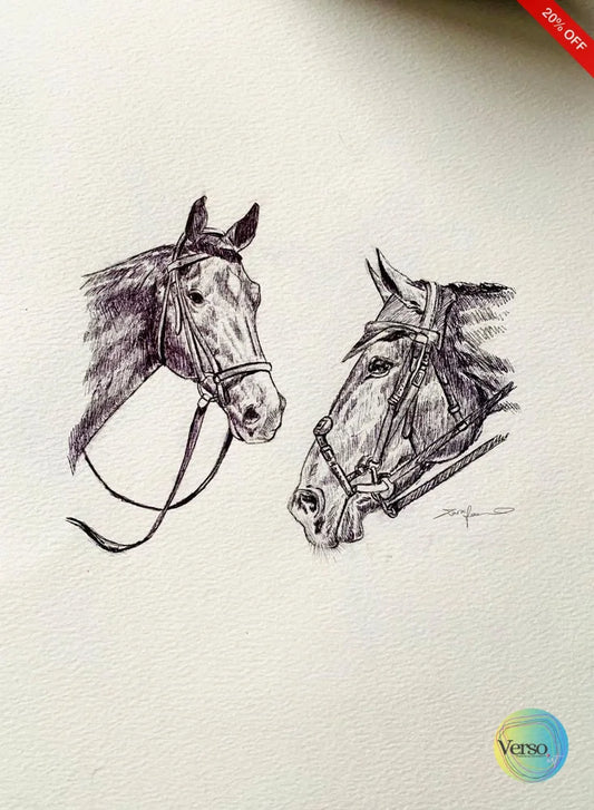 Equine -04 8 x 11 inch / Pen / Unframed, shipped in a roll