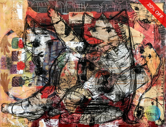 Fish and The Stray Cat 90 x 70 cm / Mixed / Unframed, shipped in a roll