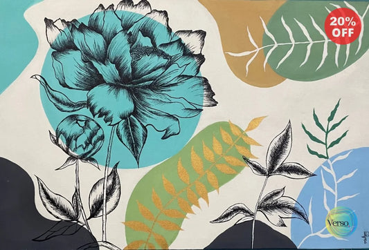 Floral Work 60 x 75 cm / Acrylic / Unframed, shipped in a roll