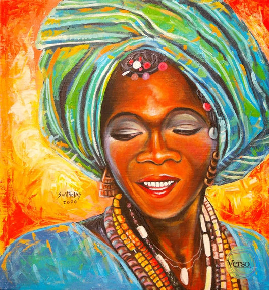 Gele Headscarf 30 x 27 inch / Acrylic / Unframed, shipped in a roll