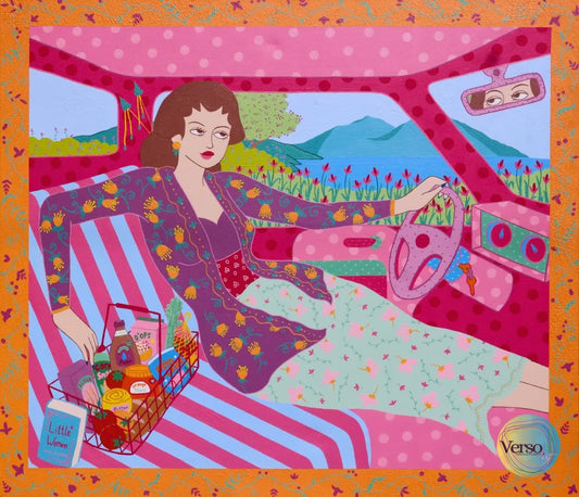 Girl Driving a Car - 150 x 130 cm / Acrylic / Unframed, shipped in a roll