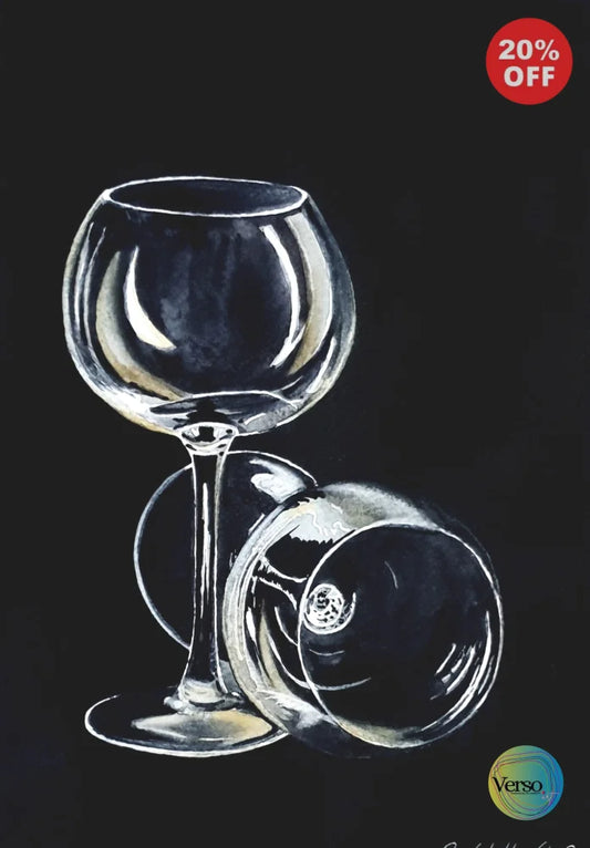 Glasses 19 x 27 cm / Watercolor / Unframed, shipped in a roll