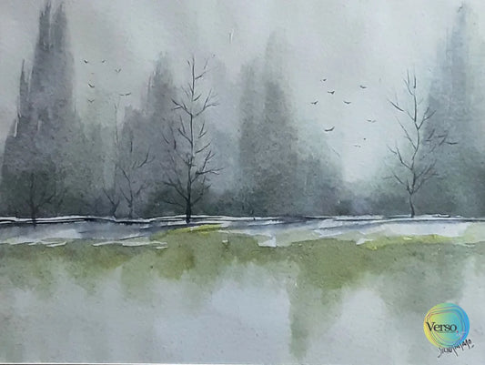Landscape 7 10 x 8 cm / Watercolor / Unframed, shipped in a roll