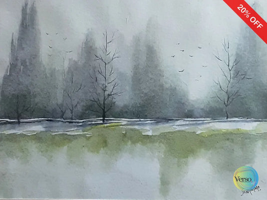 Landscape 7 10 x 8 cm / Watercolor / Unframed, shipped in a roll