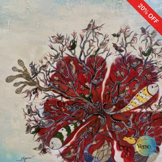 Life in the Hibiscus 20 x 20 cm / Mixed / Unframed, shipped in a roll