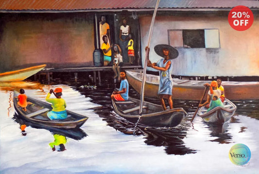 Makoko Ilaje Riverine 48 x 33 cm / Acrylic / Unframed, shipped in a roll