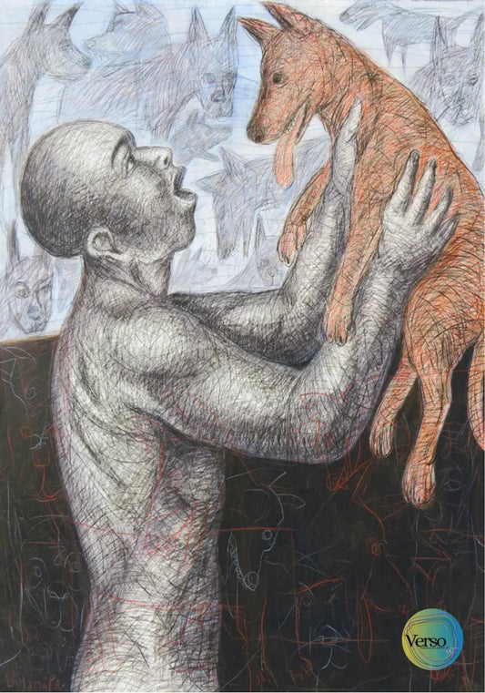 Man and Dog Series 06 - 100 x 120 cm / Mixed / Unframed, shipped in a roll
