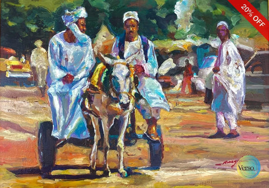 Men on cart 70 x 50 cm / Oil / Unframed, shipped in a roll