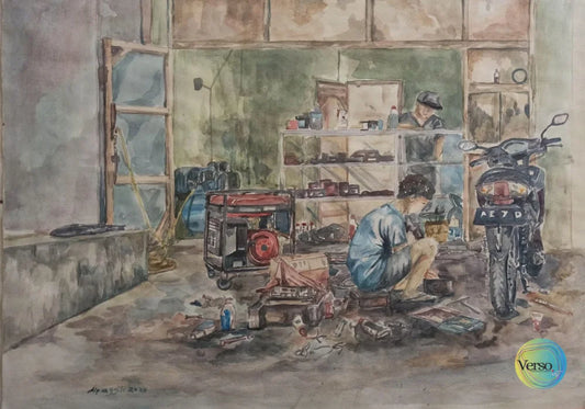 Moto Service 40 x 30 cm / Watercolor / Unframed, shipped in roll
