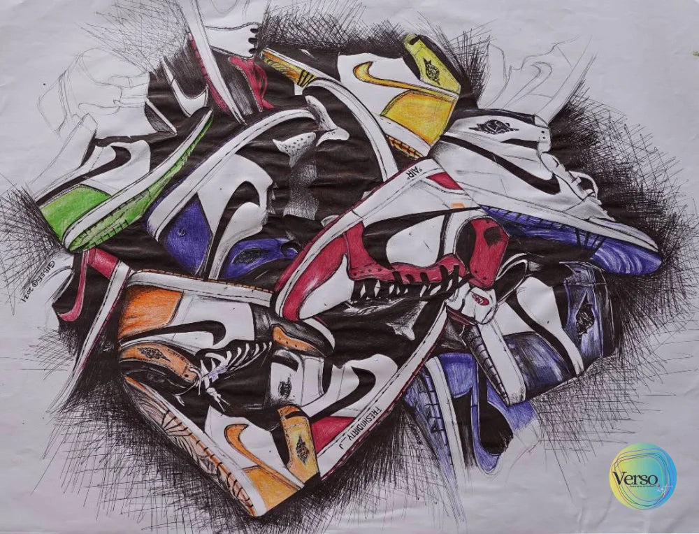 Nike Shoes 42 x 59.4 cm / Pen & Ink / Unframed, shipped in roll