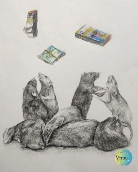 Nuestro Dios es el dinero sin él el hambre está 21 x 24 cm / Mixed / Unframed, shipped in a roll