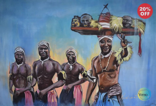 Ohafia War Dance 36 x 28 cm / Acrylic / Unframed, shipped in roll