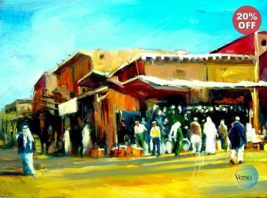 Old Souqwaqif 80 x 60 cm / Oil / Unframed, shipped in a roll