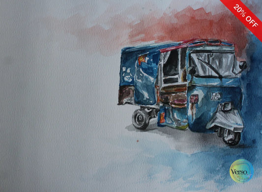 Pakistani Rikshaw 26 x 36 cm / Watercolor / Unframed, shipped in roll