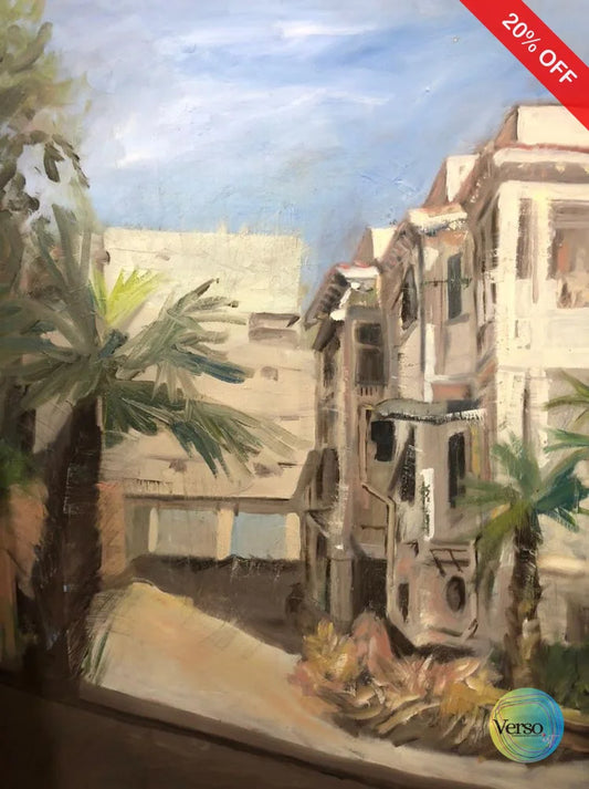 Palm tree and blue sky 50 x 70 cm / Oil / Unframed, shipped in roll