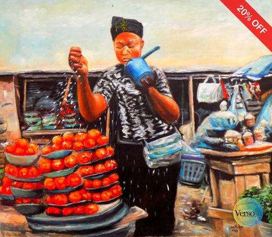 Pepper Seller 50 x 42 cm / Acrylic / Unframed, shipped in a roll