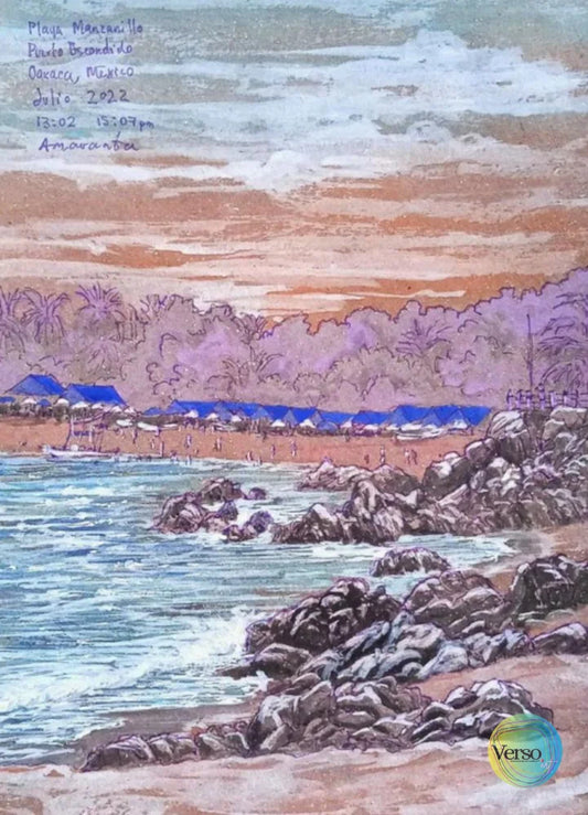 Playa Manzanillo Puerto Escondido Oaxaca. 14 x 21 cm / Mixed / Unframed, shipped in a roll