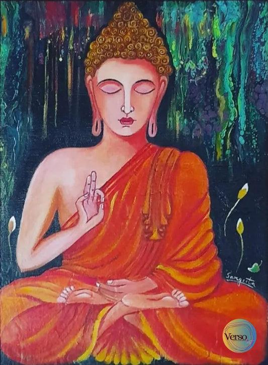 Shanti (Buddha) 12 x 16 cm / Acrylic / Framed, shipped flat