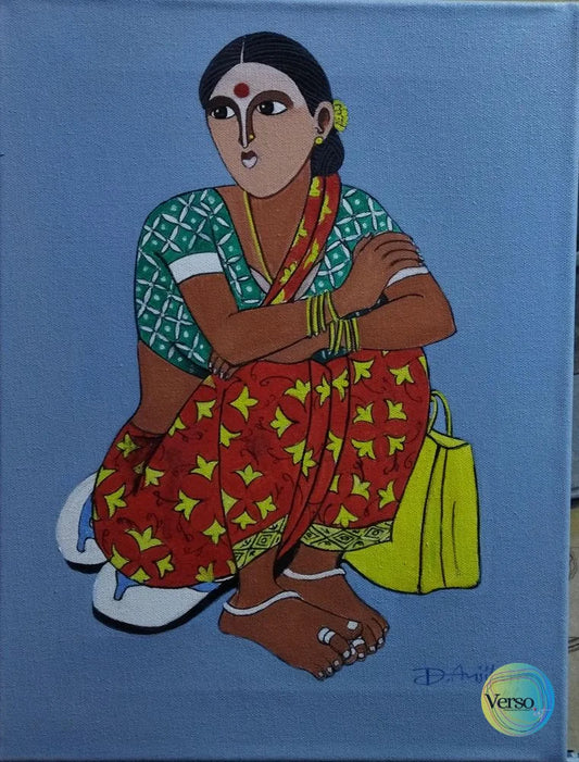 Sitting Women 12 x 16 cm / Acrylic / Unframed, shipped in a roll