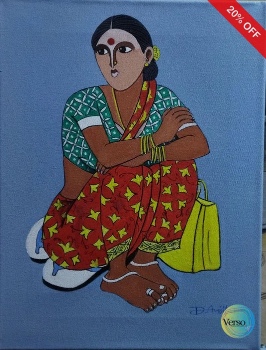 Sitting Women 12 x 16 cm / Acrylic / Unframed, shipped in a roll