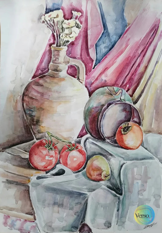 still life composition - 42.6 x 61.1 cm / Watercolor / Unframed, shipped in a roll