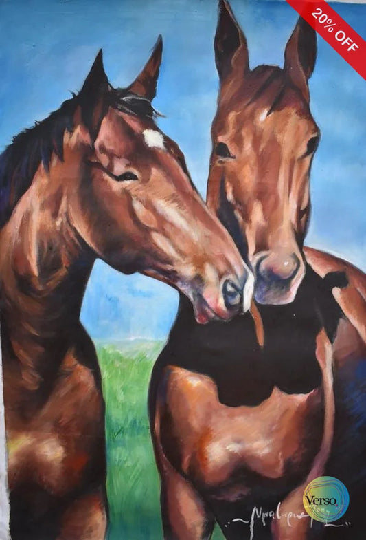 The Horse Brothers 24 x 36 cm / Oil / Unframed, shipped in a roll