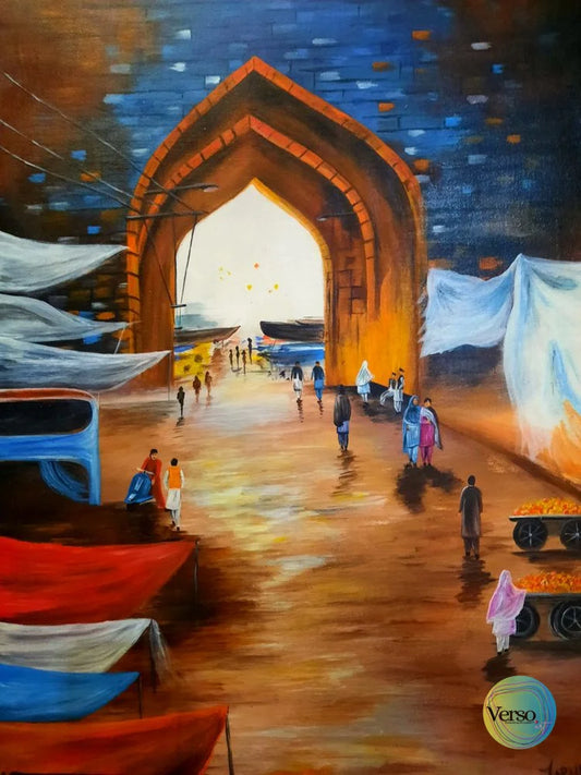 The old market place 18 x 24 cm / Acrylic / Unframed, shipped in roll