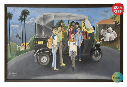 The Rickshaw School Bus 24 x 36 cm / Oil / Unframed, shipped in a roll Original Art