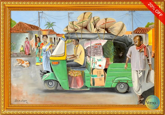 The Village Commuter 28 x 36 cm / Print / Framed, shipped flat