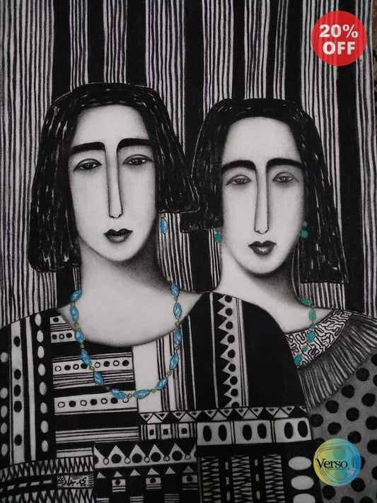 Two Girls series 1 50 x 70 cm / Mixed / Unframed, shipped in a roll