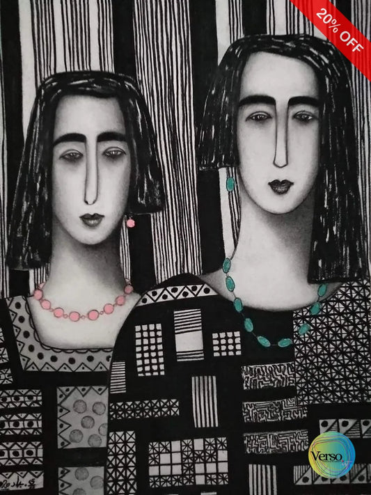 Two Girls series 2 50 x 70 cm / Mixed / Unframed, shipped in a roll