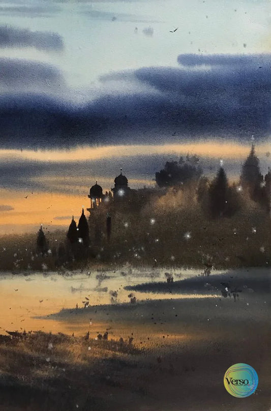 Varanasi Series 4 14 x 20 inch / Watercolor / Unframed, shipped in a roll