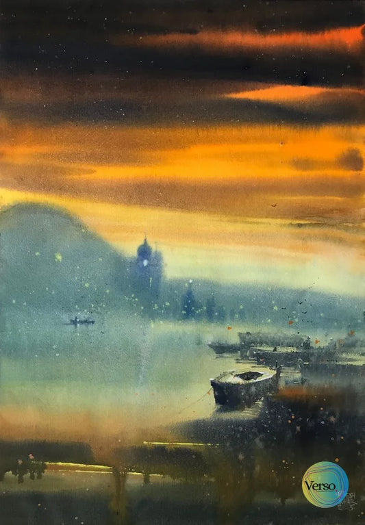 Varanasi Series 6 14 x 20 inch / Watercolor / Unframed, shipped in a roll