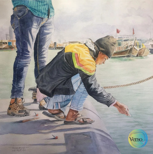 waiting for the right moment 46 x 46 cm / Watercolor / Unframed, shipped in roll