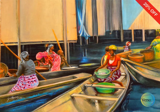 Yaba Makoko Riverine 42 x 30 cm / Oil / Unframed, shipped in a roll