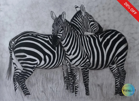 Zebras 60 x 42 cm / Charcoal / Unframed, shipped in a roll